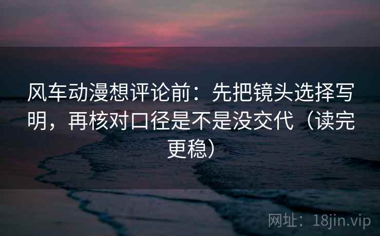 风车动漫想评论前：先把镜头选择写明，再核对口径是不是没交代（读完更稳）